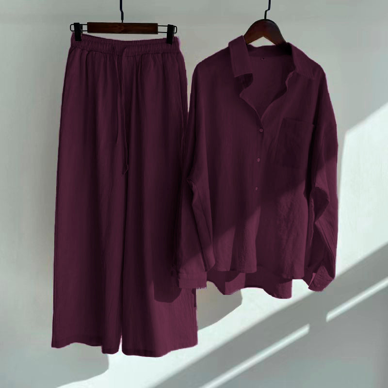 Wine Solid Cotton Rayon Crepe Co-Ord Set | Shirt & Pant Set | Casual & Office Wear (Copy) (Copy) (Copy)